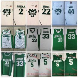 AANGEPASTE Jam 2 Jaren Jackson Jr. Jersey 22 Miles Bridges Jersey 44 Nick Ward 5 Cassius Winston 33 Magic Johnson Mens 2022 NCAA Stitched Colleg