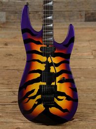 Japon personnalisé George Lynch Signature Tiger Stripe Sunburst Purple Edge Guitare Ebony Fingerboardfloyd Rose Tremolo Lockin3663445