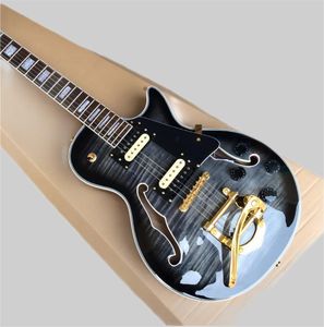 Guitare électrique jazz personnalisée, guitare 6 cordes, corps en acajou, table en érable pourri, touche en acajou, système Tremolo, gratuite