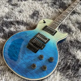 Guitare électrique Jazz personnalisée Nouvelle arrivée Guitarra en touche en palissandre de couleur bleue dégradée avec 24 frettes Guitares de matériel arrière