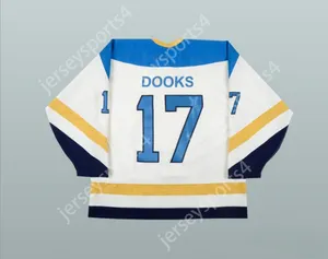Custom Jeff Dooks 17 Moncton Alpines White Hockey Jersey Top gestikt S-M-L-XL-XXL-3XL-4XL-5XL-6XL