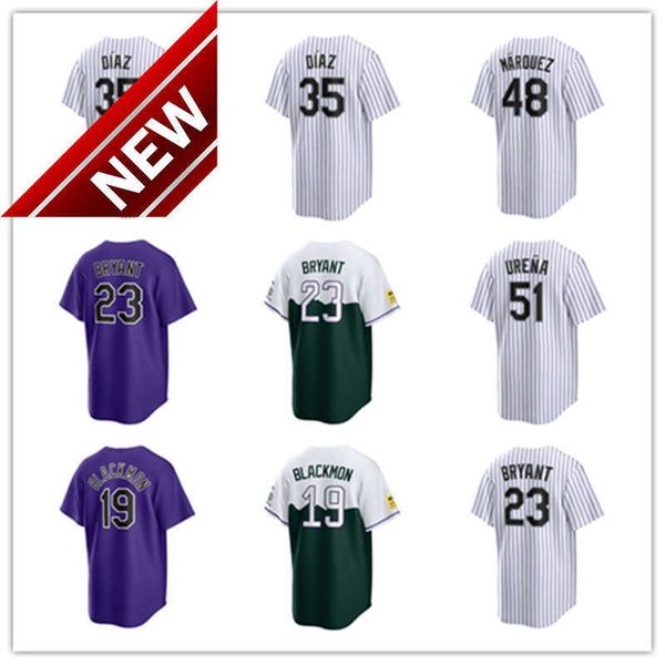 Maillot personnalisé 19 Charlie Blackmon 23 Kris Bryant 35 Elias Diaz 51 Jose Urena 48 German Marquez 52 Daniel Bard 29 Jurickson Profar Maillots de baseball