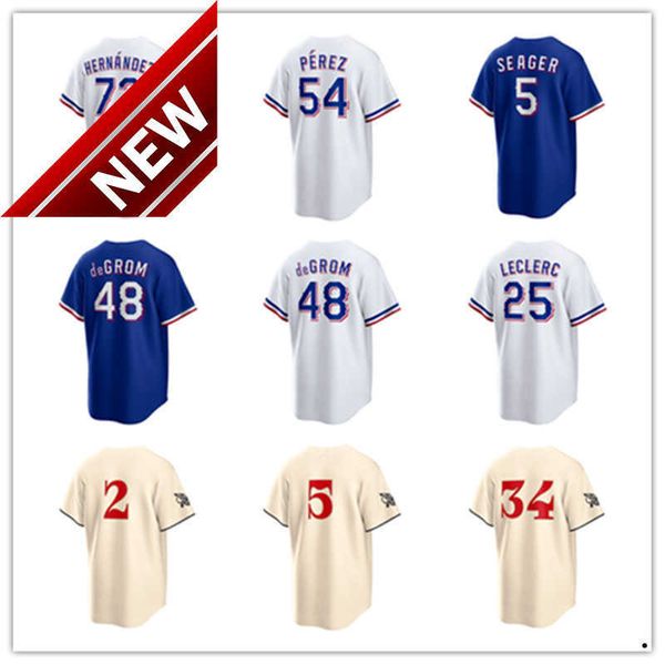 Jersey personalizado 25 Jose Leclerc 46 Brock Burke 33 Dane Dunning 20 Ezequiel Duran 17 Nathan Eovaldi 18 Mitch Garver 22 Jon Gray Camisetas de béisbol