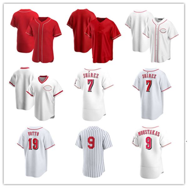 Jersey personnalisé Cincinnati Hommes Femmes Reds 19 Joey Votto 30 Ken Griffey Jr. 11 Barry Larkin 7 Eugenio Suarez 14 Pete Rose 5 Bench 9 Moustakas 34 Weaver Baseball Jerseys