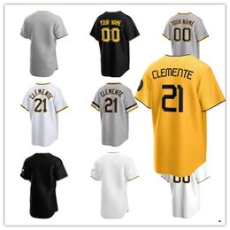 Custom Jersey Heren dames Jeugd 21 Roberto Clemente 59 Roansy Contreras 29 Wil Crowe 15 Oneil Cruz 55 Jason Delay Ke'Bryan Hayes Austin Hedges Rich Hill honkbalshirts