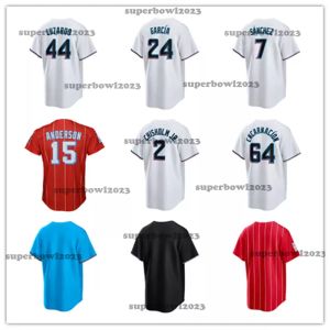 Custom Jersey Miami Men Femmes jeunes Marlins 2 Chisholm Jr. 64 Jerar Encarnacion 7 Jésus Sanchez 27 Avisail Garcia 15 Anderson 44 Luzardo 22 Alcantara Baseball Jerseys