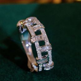 Joyería personalizada de 18 km de oro blanco Diseño exquisito Venta caliente Anillo cubano con diamante natural sudafricano