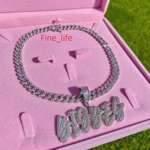 Bijoux personnalisés BLING Hiphop DIY Baguette Lettre Nom Hommes Femmes Miami Chaîne Cubaine Collier