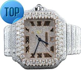 Montre-bracelet en Moissanite pour hommes, bijoux personnalisés, testeur de diamant, mode glacée, luxe, Oem, mécanique, Antique, montres pour hommes