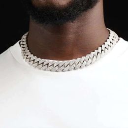 Benutzerdefinierte Schmuck Rapper Männer Schwere Link 20 Mm 3 Reihen D Farbe Moissanit Hip Hop Kubanischen Kette Halskette