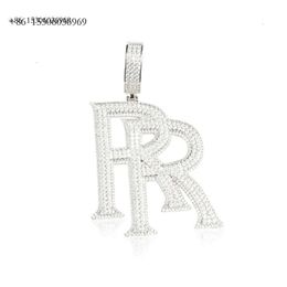 Custom Jewelry Sterling Sier Pass The Diamond Tester VVS Moissanite Iced Out RR Letter Pendant