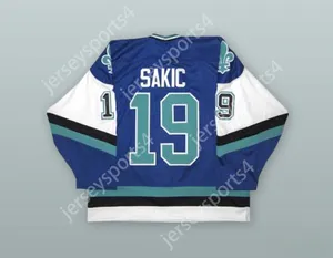 Custom Joe Sakic 19 Québec Nordiques Blue Hockey Jersey Top cousé S-M-L-XL-XXL-3XL-4XL-5XL-6XL