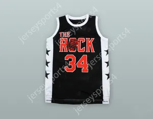 Custom Joel Embiid 34 The Rock High School Black Alternate Basketball Jersey All gestikte maat S M L XL XXL 3XL 4XL 5XL 6XL TOP KWALITEIT