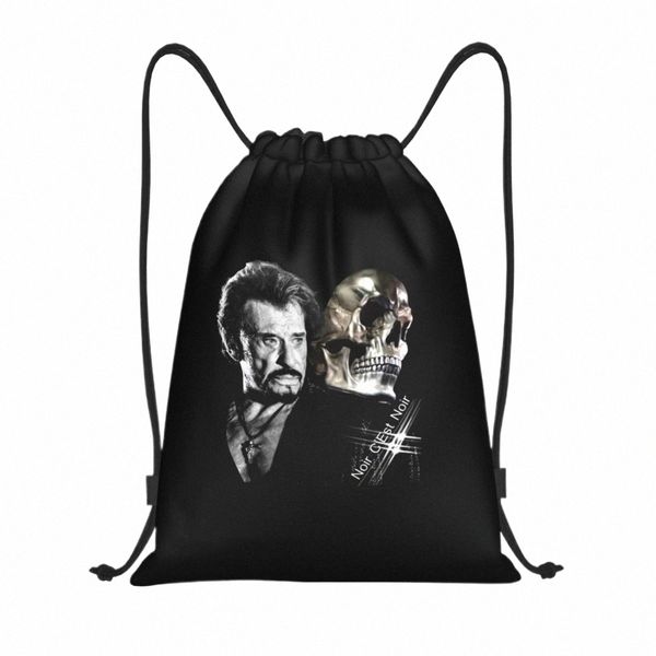 JOHNNY Hallyday Dayay Drawstring Bag Mujeres Ligeros FRANCE ROCK Singer Sports Gym Storage Mochila E01D#