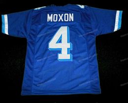 Aangepaste Jonathan Moxon #4 Varsity Blues Movie voetbal jersey heren genaaid blauw elke naam nummer jerseys