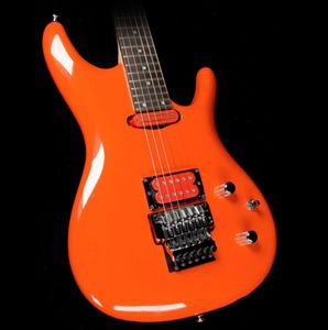 Custom JS2140 Joe Muscle Car Naranja Guitarra eléctrica Floyd Rose Tremolo Bridge Pastillas HS Abalone Dot Inlay Chrome Hardware Sandwich Neck