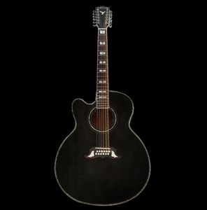 Custom Jumbo Body Left Handed 12 Strings Flamed Maple Guitar Cutaway acoustic electric guitar