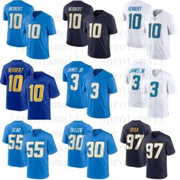 Maillot de football personnalisé Justin Herbert pour jeunes Derwin Jr Khalil Mack JC Jackson Mike Williams Keenan Allen Joey Bosa Austin Ekeler Asante Samuel Junior Seau Taylor