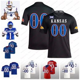 Maglia da calcio personalizzata Kansas Jayhawks Hakeem Adeniji Darrell Stuckey 32 John Riggins 12 David Jaynes 78 Anthony Collins 5 Todd Reesing Maglie