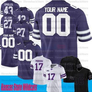 Custom Kansas State Wildcats #0 Брайли Мур #4 Малик Ноулз #13 Чабастин Тейлор #22 Трикотажные изделия Deuce Vaughn