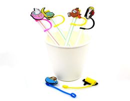 Aangepaste Kawaii Soft Silicone Straw Toppers Accessoires Cover Charms Herbruikbare Splash Proof Drinking Dust Plug Decoratief 8mm Stro P1227235