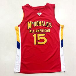 Personalizado Kemba Walker # 15 All American Basketball Jersey McDonald's cosido rojo Tamaño S-4XL Cualquier nombre Número Camisetas de alta calidad