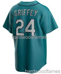 Custom Ken Griffey JR Teal Cooperstown Jersey Stitched Mannen Dames Jeugd Kid Baseball Jersey XS-6XL