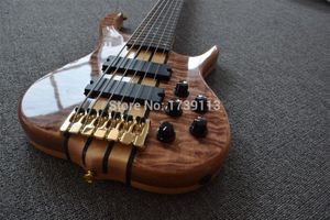 Custom Ken Smith 6 Cuerdas Parte Superior de Arce Acolchado Natural Bajo Eléctrico Gutiar Rosewood Maple Sandwich Cuello A Través Del Cuerpo Pastillas Activas