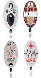 Porte-clés personnalisé Murse strass porte-carte d'identité rétractable pour homme infirmière nom accessoires Badge bobine avec pince crocodile 3649371