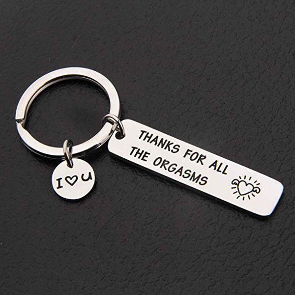 Porte-clés personnalisé gravé merci pour tous les orgasmes je t'aime porte-clés couple porte-clés bijoux cadeaux donner à mon petit ami mari J0306