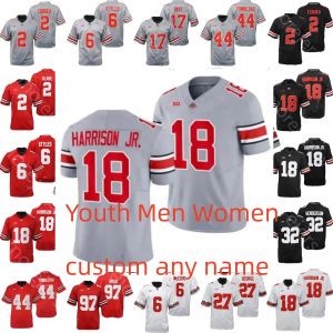 Maillot de football personnalisé pour enfants et jeunes OSU 2024, collège Marvin Harrison Jr. Sonny Styles Emeka Egbuka J.T.Tuimoloau Sawyer Henderson George