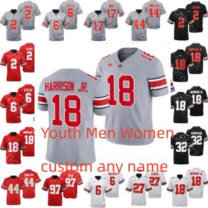 Maillot de football personnalisé pour enfants et jeunes OSU 2024, collège Marvin Harrison Jr. Sonny Styles Emeka Egbuka J.T. Tuimoloau Sawyer Henderson George Kyle McCord Fields