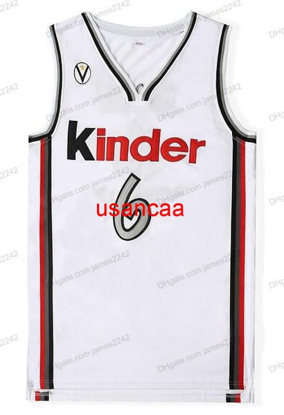 Personnalisé KINDER # GINOBILI Basketball Jersey Homme Cousu Blanc Toute Taille 2XS-5XL Nom Et Numéro