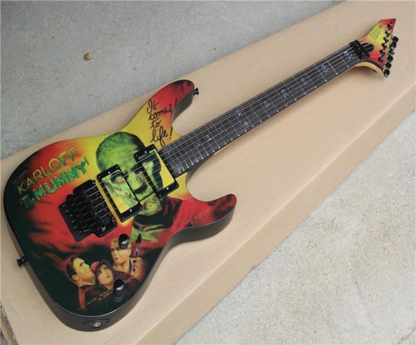 Custom Kirk Hammett Ltd KH3 Karloff Mummy Guitare électrique Amplement peint personnalisé Aérographed par Eye Kandi Emg Pickups Floyd Rose Trem5871405