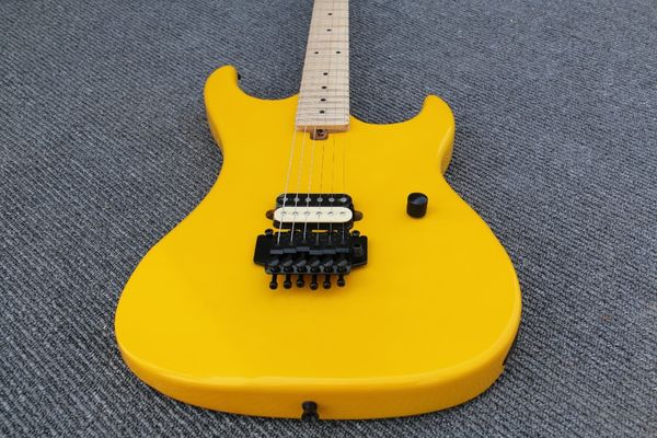 Custom Kram Edward Van Halen 5150 Yellow Electric Guitar Floyd Rose Tremolo Bridge, Single Pickup, Maple Neck Fretboard, Black Hardware