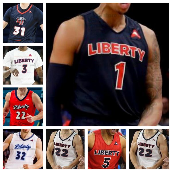 Custom Kyle est monté Gabriel McKay Liberty Flames Shiloh Robinson Basketball Jersey NCAA Jersey Cousue tout nom de nom Men Femmes Youth Broidered