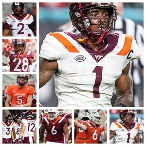 Custom Kyron Drones Grant Wells College Virginia Tech Hokies Camiseta de fútbol Bhayshul Tuten Ali Jennings Jackson Sigler Johnny Garrett Benji Gosnell