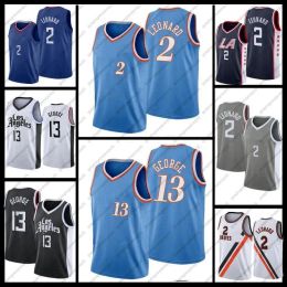 Personnalisé LA''Clippers''75ème ville Kawhi Los Paul Angeles 13 George édition 2 Leonard Top Luke Clipper Maillots de basket-ball Bleu Noir Blanc Jersey Taille S-XXL