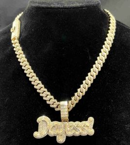 Custom Lady Name Letter Pass Diamond Tester VVS Iced Out 10k 14K Karat Real Gold Lady Pendant femme Fine Bijoux