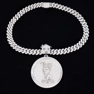 Grand bijoux hip hop personnalisés, forme ronde Vvs Gra Mossanite Moissanite, chaîne en diamant, collier pendentif pour hommes