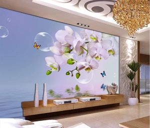 Papier peint personnalisé 3D Mural Dreamy Butterfly Orchidy Orchidée Orchidée Orchidée Réfection TV Fond Mural Docteurs Accueil Décor