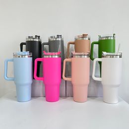 Laser personnalisé 40oz plusieurs couleurs en poudre Tasses à café de voyage en poudre BPA BPA Free doublé en acier inoxydable à vide