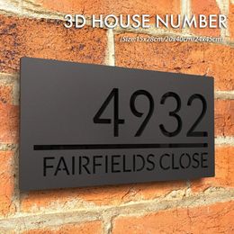 Personnalisé découpé au Laser 28/40/45 cm acrylique mat moderne 3D flottant numéro de maison signe extérieur rue nom de famille plaques goutte 231226