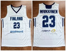 Maillot de basket-ball personnalisé de l'équipe finlandaise Lauri Markkanen #23, blanc cousu avec n'importe quel nom et numéro, taille S-4XL 5XL 6XL