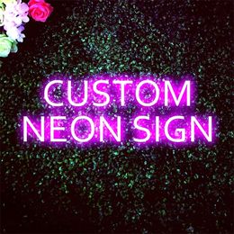 Custom Led Anime Neon Sign Light Dormitorio Oh Happy Birthday Kawaii Wedding Game Room Baby Wall Party Decoración 220615