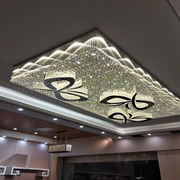 Grand lustre en cristal LED personnalisé, plafonnier pour hall d'entrée, lampes de magasin de bijoux, villas, salon, restaurant, salle de banquet, Proj348D