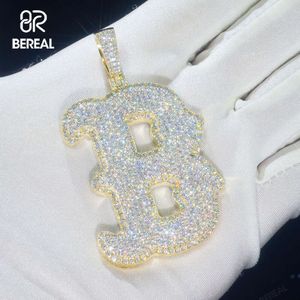 Testeur de diamant plaqué or avec lettres personnalisées A ~ Z, nom Initial VVS, Moissanite glacée, pendentif Hip Hop, bijoux fins