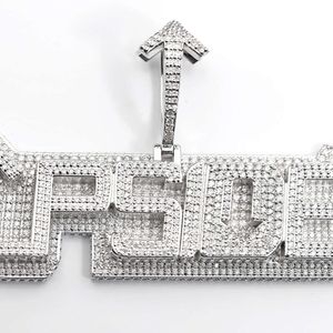 Pendentif en diamant Moissanite glacé, Design de lettre personnalisé avec feu libre, couleur D, pour bijoux hip hop