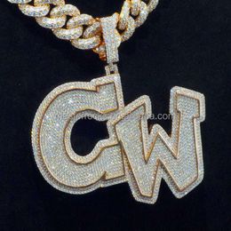 Lettre personnalisée Hiphop bijoux collier en argent rond diamant glacé VVS Moissanite pendentif