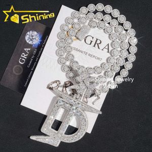 Aangepaste brief hanger Silver 925 VVS Moissanite Iced Out Diamond Hip Hop Jewelry ketting Cubaanse kettingbrief Pendants Designer sieraden